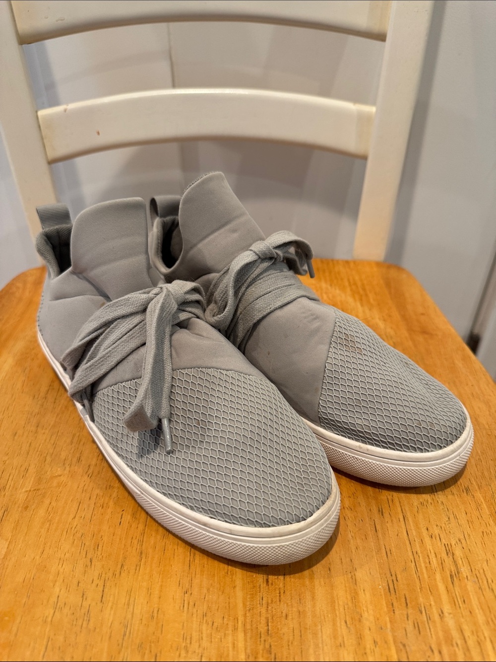 Steve Madden Gray Knit Slip-On Sneakers with Wide Laces